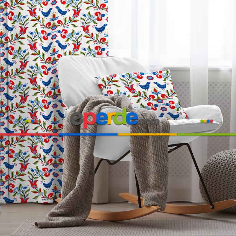 Mutfak Fon Perde Baskılı Evm230 E- Beyaz