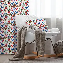 Etnik Desenli Fon Perde Evm230 _e - Kumaşı Kalındır Duck Bezi Değildir.- Beyaz-çok Renkli