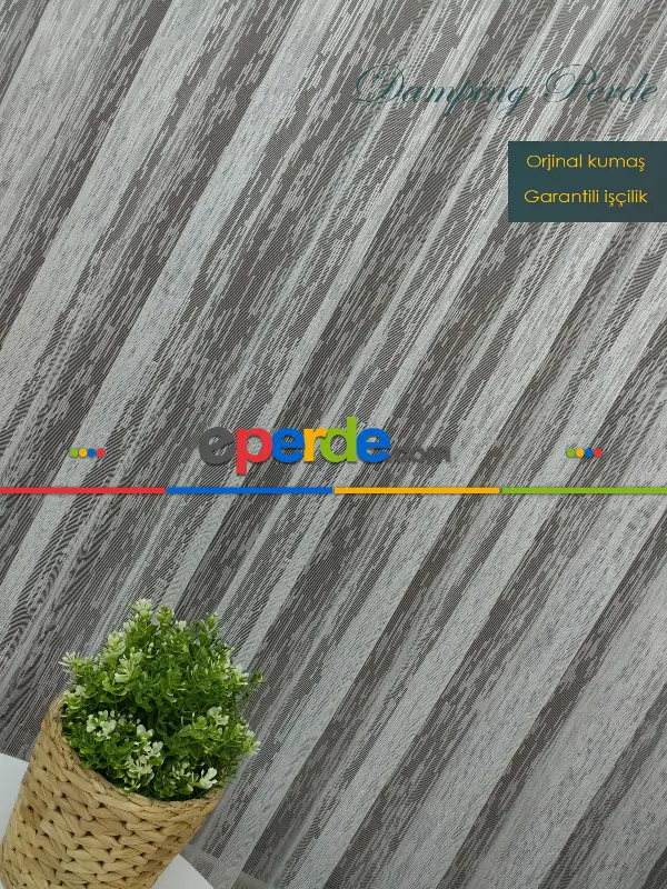 Kampanya Spor Desen Çizgili Fransız Dantel Tül Perde 