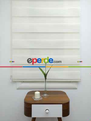 Krem Geniş Pliseli Zebra Perde- Krem