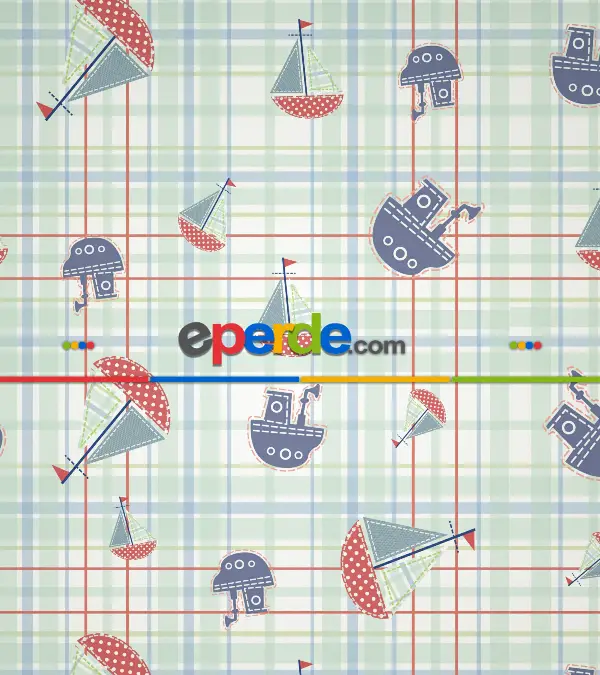 Bebek Odası - Gemi Desenli Baskılı Stor Perde- Çok Renkli