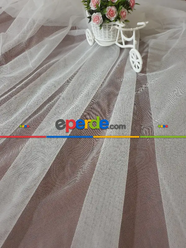 Oturma Odası - Brillant Düz Desensiz Model Tül Perde - Sade Tül - Ipeksi Düz Tül Perde- Beyaz