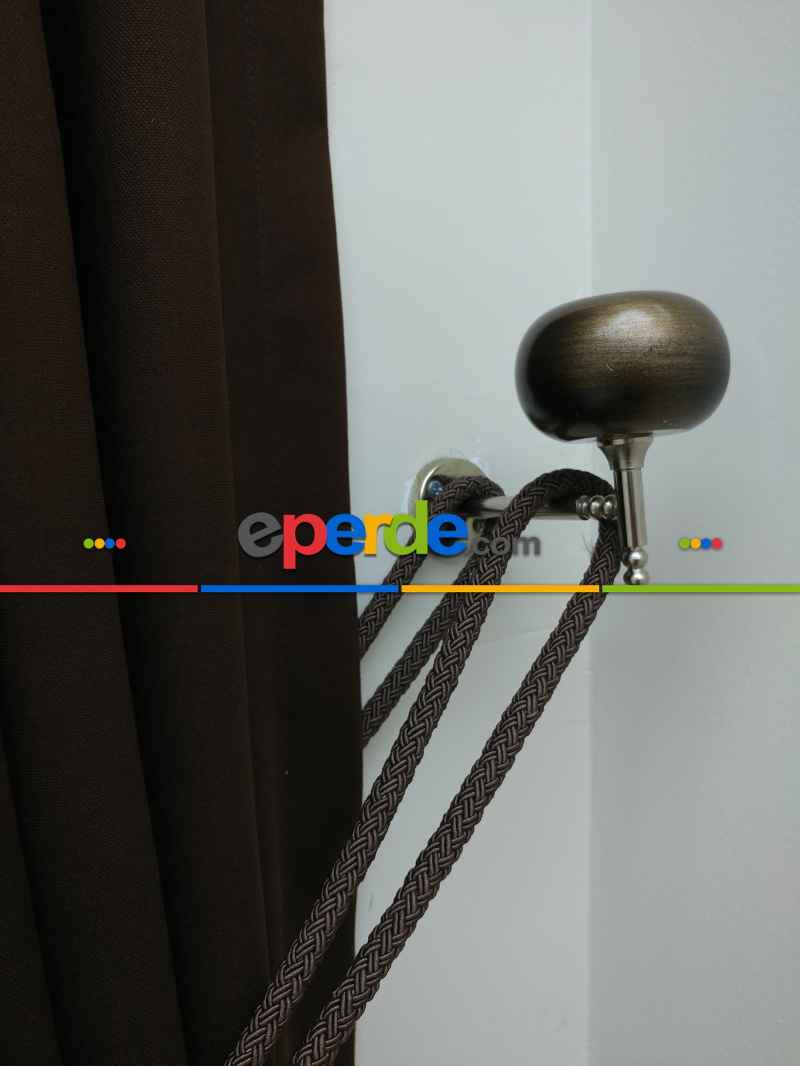 Düz Renk Dökümlü Fon Perde (150)- Kahverengi