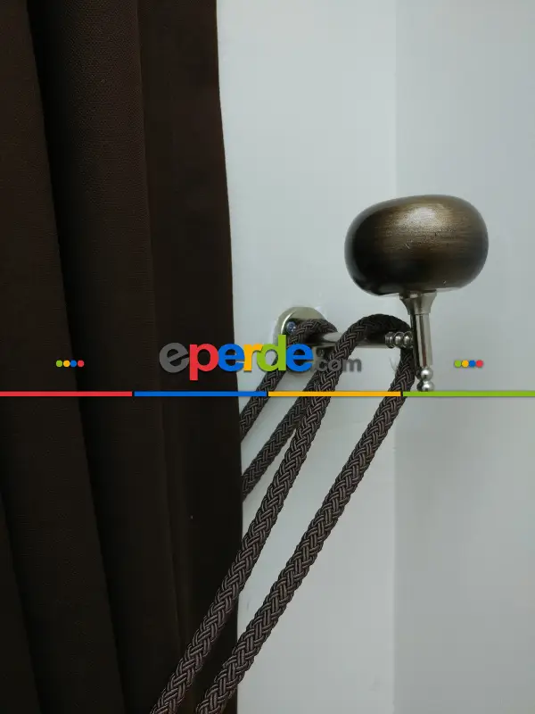 Düz Renk Dökümlü Fon Perde (150)- Kahverengi