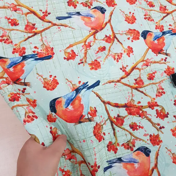 Mutfak Perdesi Kanat Fon Perde Kuş Desenli- Beyaz