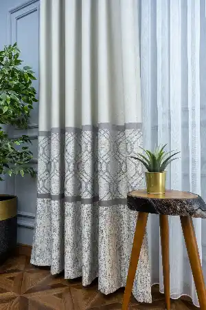 Modern Pano Fon Perde Bantlı Çift Renk - 503- Gri-füme-antrasit-bej-taş Rengi