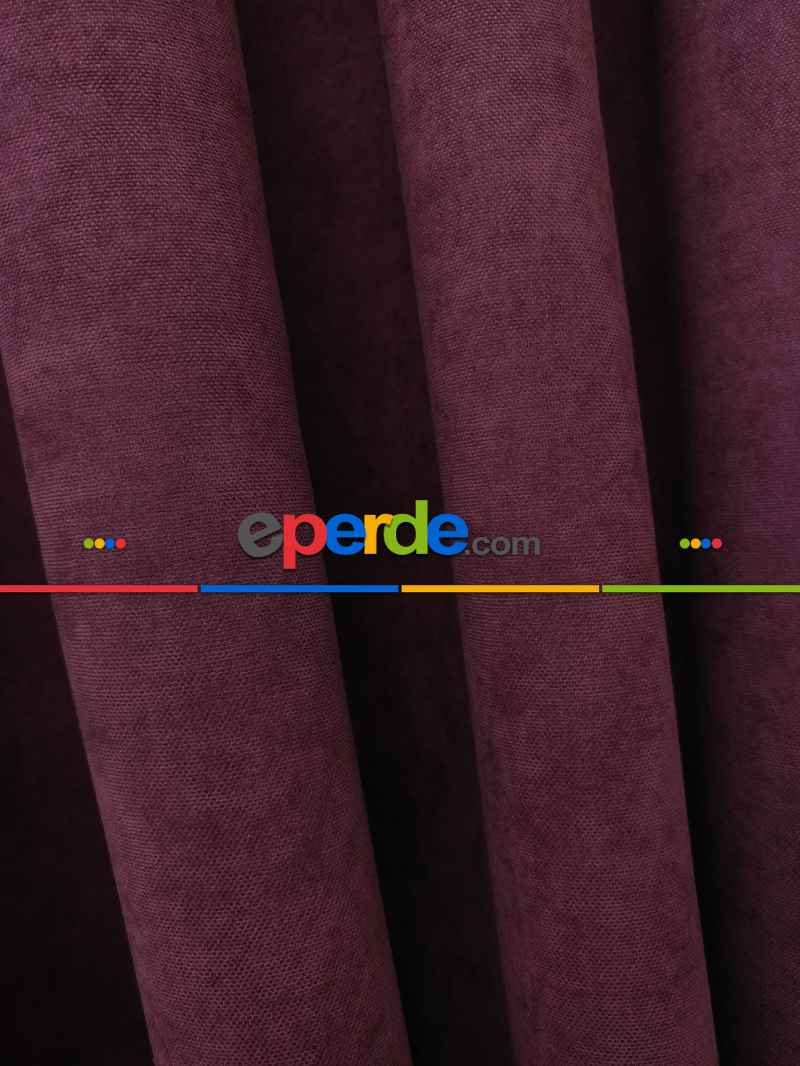 Mürdüm Düz Sade Mutfak Fon Perde Yan Kanat Perdesi- Mürdüm