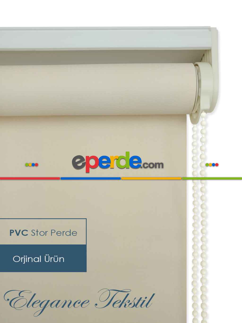 Yatak Odası Stor Perde - Düz Stor Perde Pvc Mat Krem - Yıkanabilir Stor- Krem