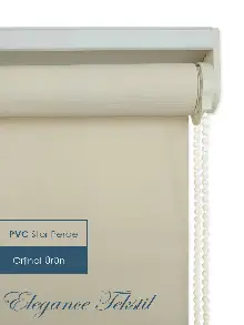 Oturma Odası Stor Perde - Düz Stor Perde Pvc Mat Krem - Yıkanabilir Stor- Krem