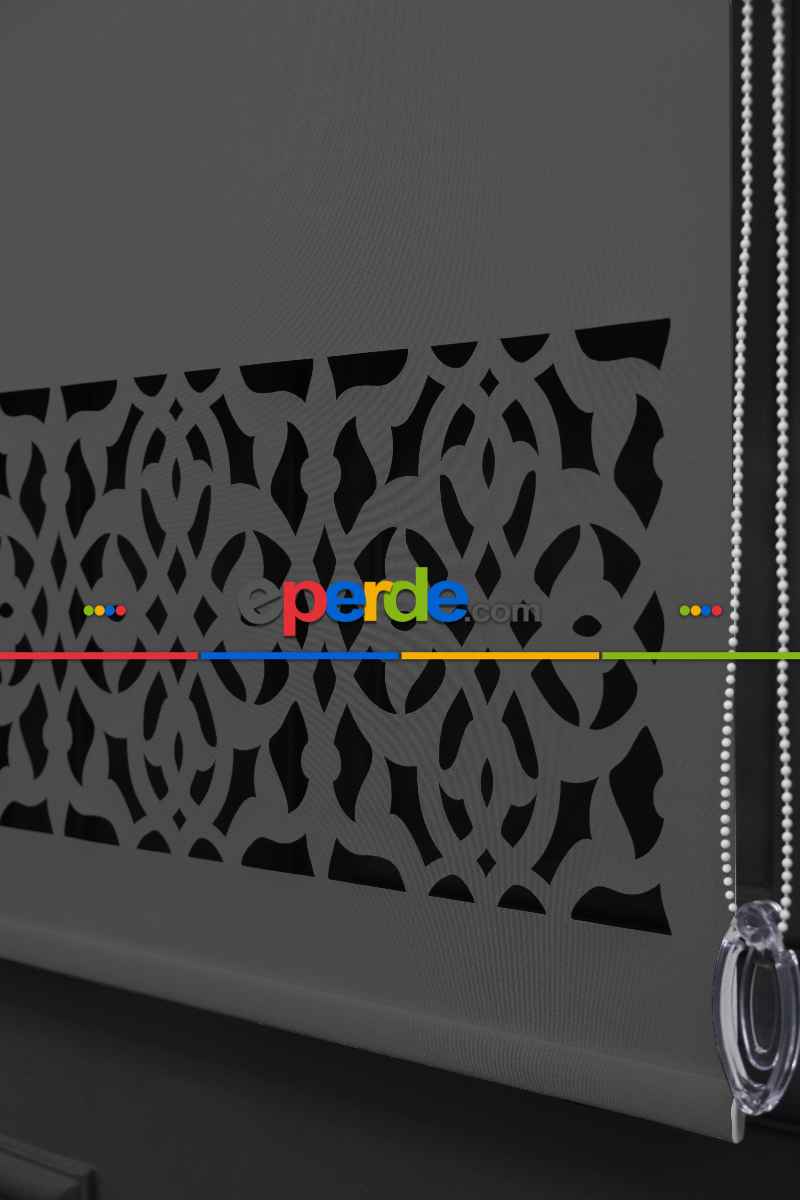 Koyu Gri Renk Lazer Kesim Mat Stor Perde (ister Düz - İster Lazer Kesimli Satın Alın)