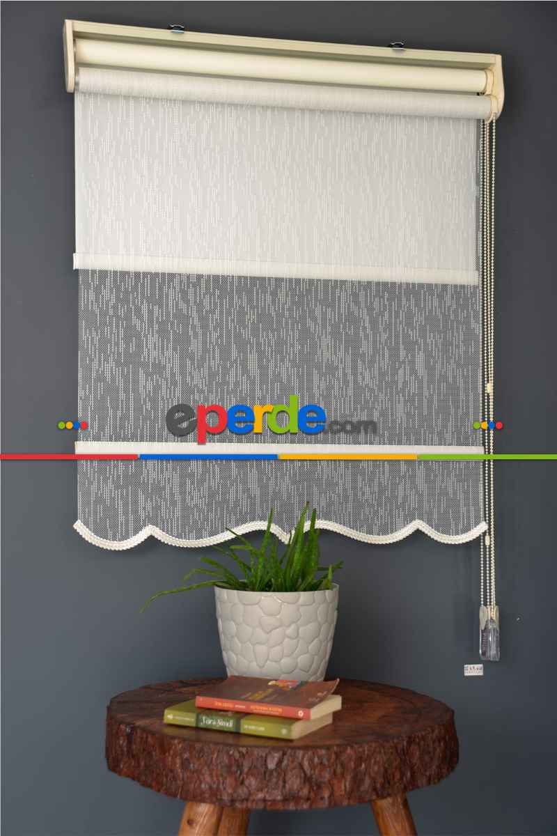 Halim Perdesan Dacuz-211 Beyaz Renk Etekli Veya Eteksiz Çift Mekanizmalı Tül Stor Perde