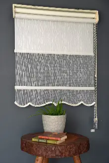 Halim Perdesan Dacuz-211 Beyaz Renk Etekli Veya Eteksiz Çift Mekanizmalı Tül Stor Perde