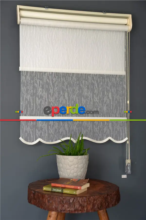 Halim Perdesan Dacuz-211 Beyaz Renk Etekli Veya Eteksiz Çift Mekanizmalı Tül Stor Perde