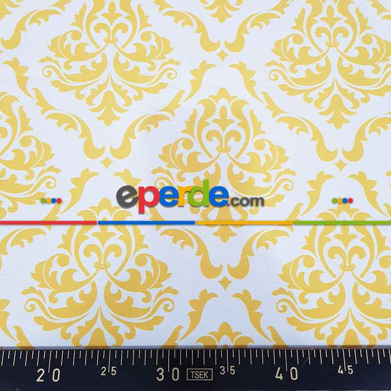 Etnik Desenli Fon Perde K415-1 Kumaşı Kalındır Duck Bezi Değildir- Sarı