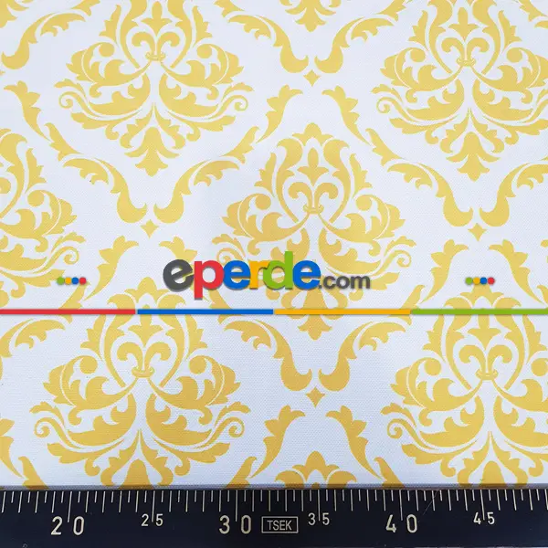 Yatak Odası - Etnik Desenli Fon Perde K415-1 Kumaşı Kalındır Duck Bezi Değildir- Sarı