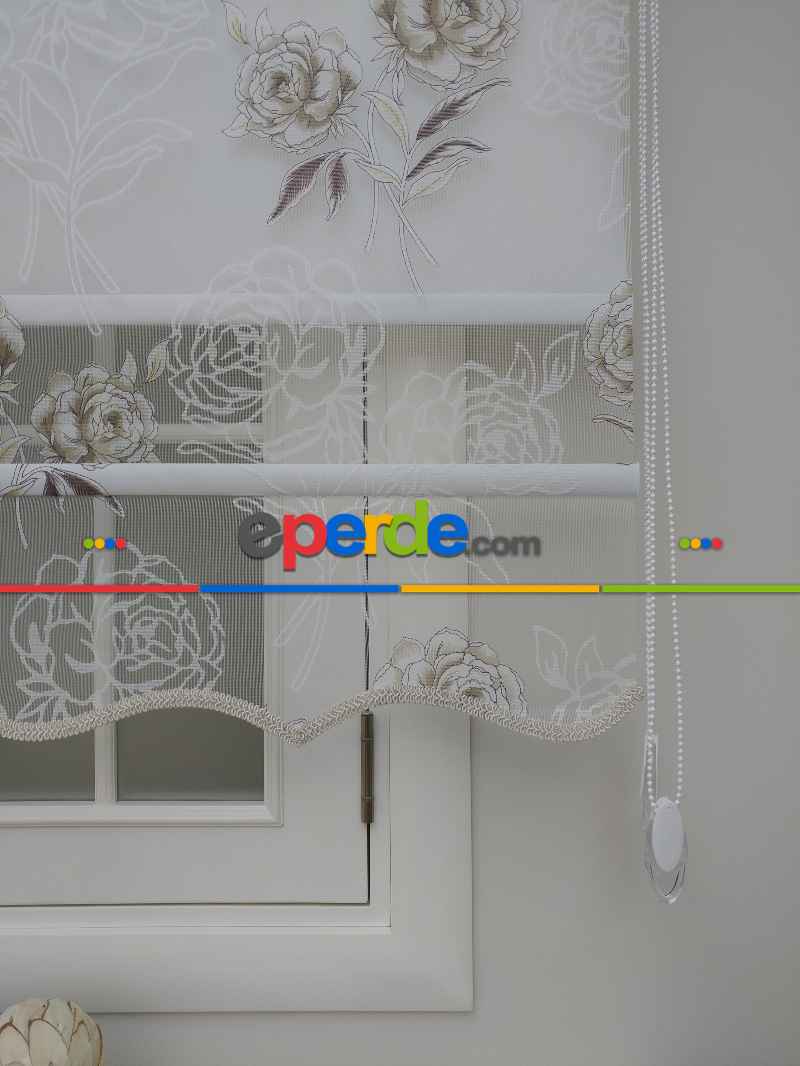 Mutfak - Çiftli Sistem Yakma Zemin Kahverengi Gül Desen- Kahverengi-kahve Açık-altın Simli- Çok Renkli 3