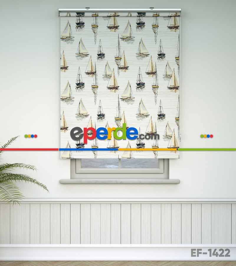 Yelkenli Desenli Baskılı Stor Perde- Çok Renkli