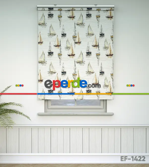 Yelkenli Desenli Baskılı Stor Perde- Çok Renkli