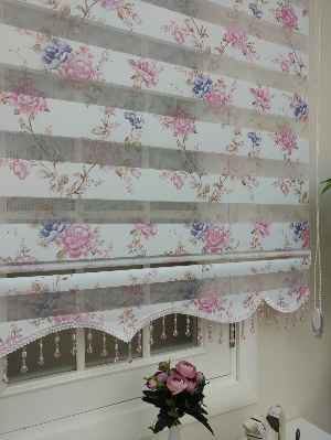 Zebra Perde - Çiçek Baskılı Çocuk, Genç Ve Oturma Odası- Pembe Pudra Pembe