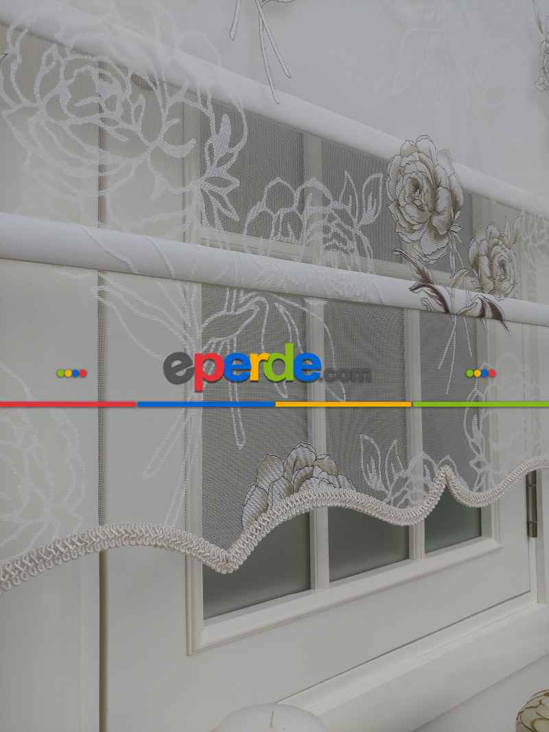 Mutfak - Çiftli Sistem Yakma Zemin Kahverengi Gül Desen- Kahverengi-kahve Açık-altın Simli- Çok Renkli 3