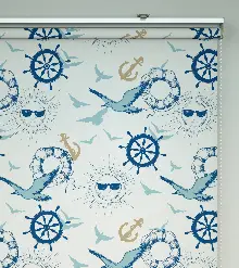 Denizci Desenli Baskılı Stor Perde- Çok Renkli