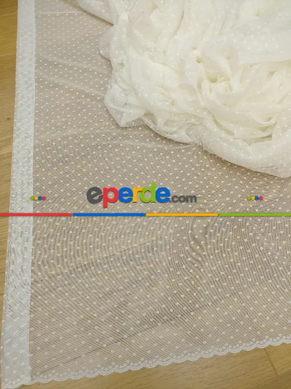 Mutfak Tül Perde Spor Desen - Ütü İstemez- Ekru