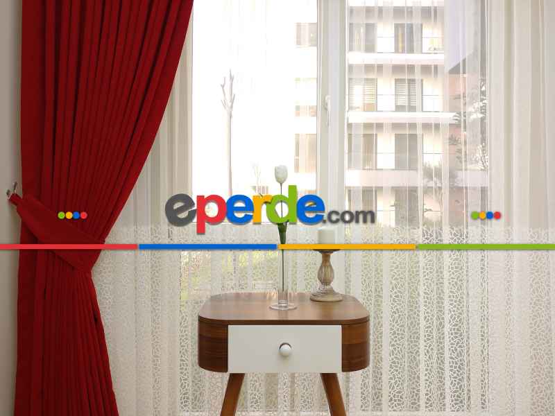 Koyu Kırmızı - Düz Fon Perde ( Dökümlü Fon Perde)- Kırmızı Koyu