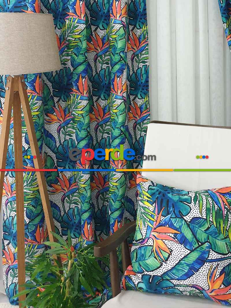 Mutfak Fon Perde Baskılı- Siyah