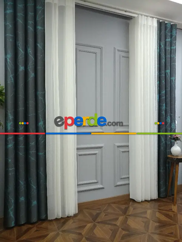 Lens Akıllı Dikey Tül Perde Mermer-21- Çok Renkli 2