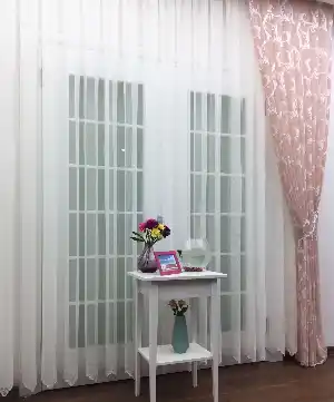Çok Dökümlü Örme Tül Perde - Etek Ucu Desenli - Ekru Renkli - Kruvaze Model Seçenekli