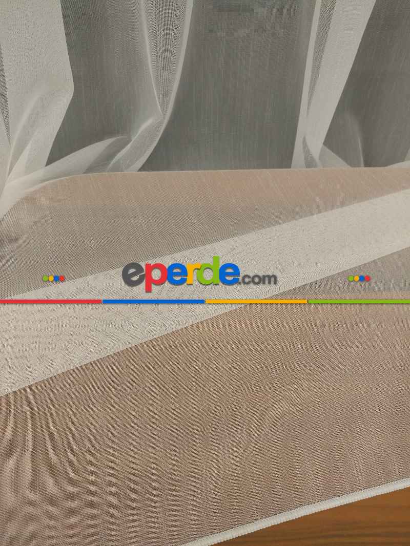 Salon - Hafif Keten Armür Tül Ekru Renk Kırık Beyaz- Ekru