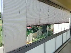 Cam Balkon Perdesi - Yapışkanlı - Plise - Krem Açık- Krem Açık