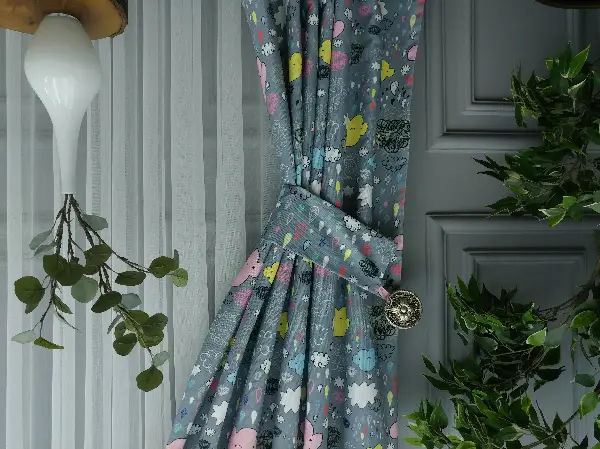 Bulut Ve Damla Desenli Fon Perde Evm680 Kumaşı Kalındır Duck Bezi Değildir- Siyah-Gri-Füme-Antrasit-Sarı