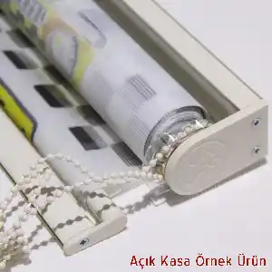Salon Ve Mutfak - Ağaçlar Desen Baskılı Zebra Perde- Yeşil-Ekru-Kahve-Su Yeşili