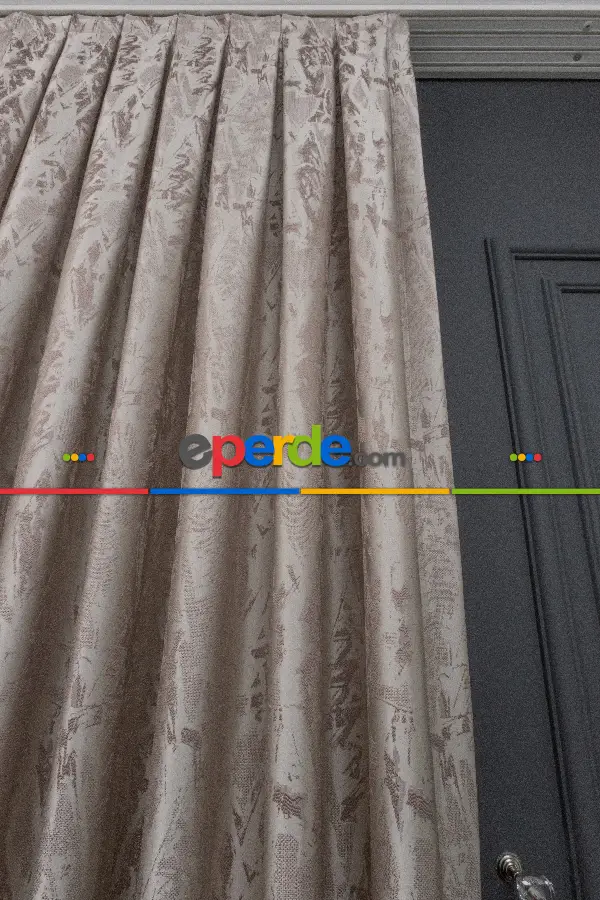 Yatak Odası Fon Jakar Dokuma Fon Perde Vizon Renk(280cm En)