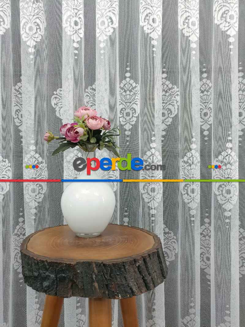 Oturma Odası - Fransız Dantel Tül Perde- Ekru