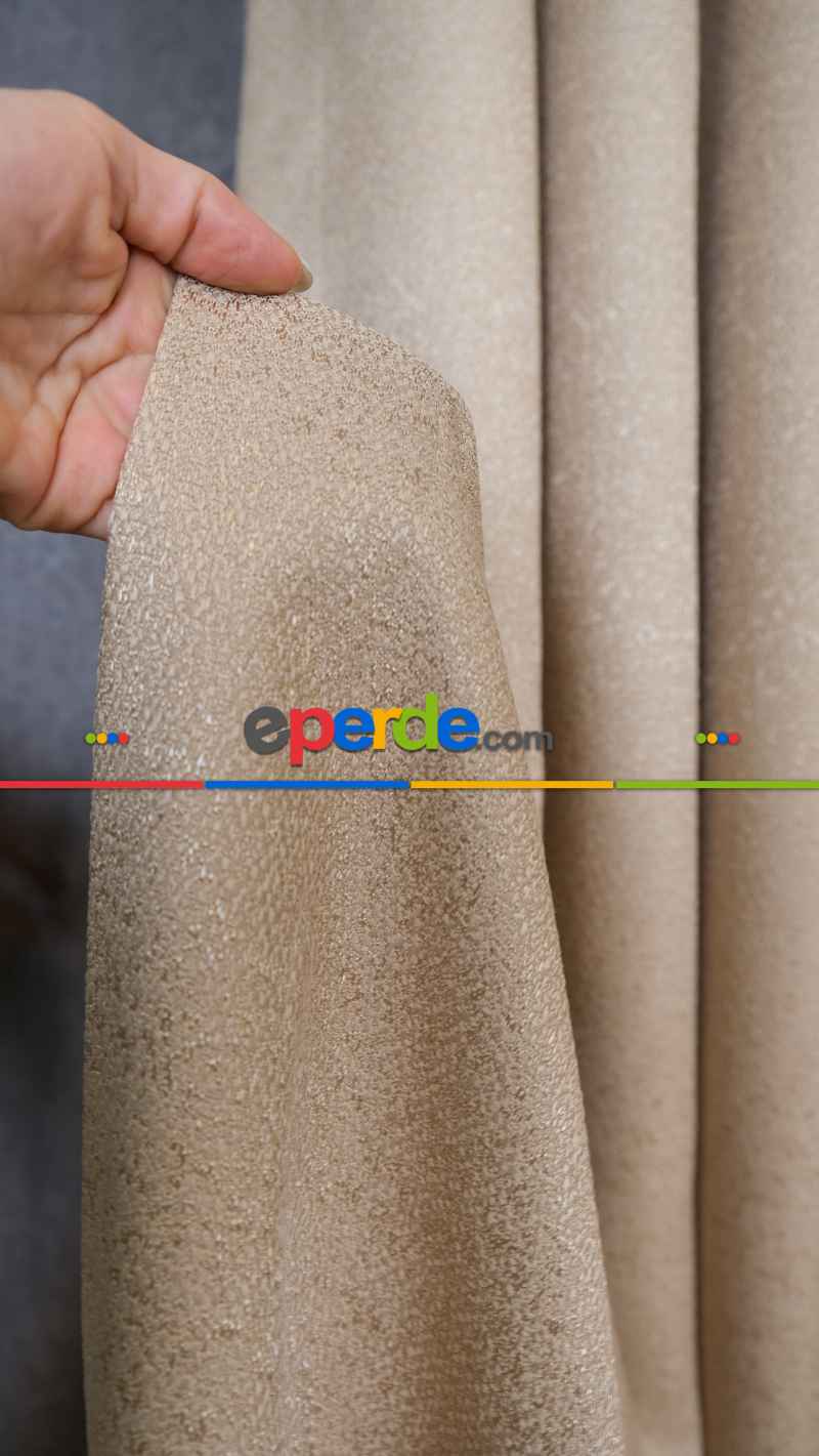 Bej Premium Jakar Dokuma Fon Perde, 33 Farklı Renk Parlak Zemin