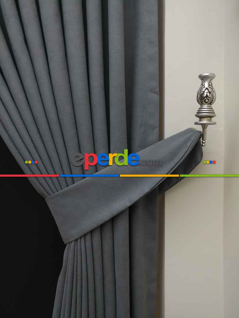 Düz Renk Dökümlü Fon Perde (180)- Gri