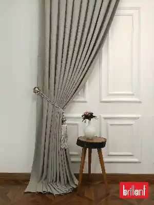 Salon - Brillant Keten Taş Rengi Renk Düz Fon Perde 180cm- Taş Rengi