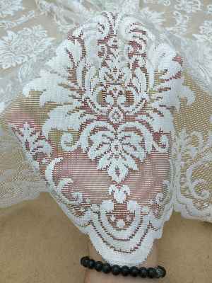 Tül Perde Ve Kruvaze Perde Damask Desenli- Ekru