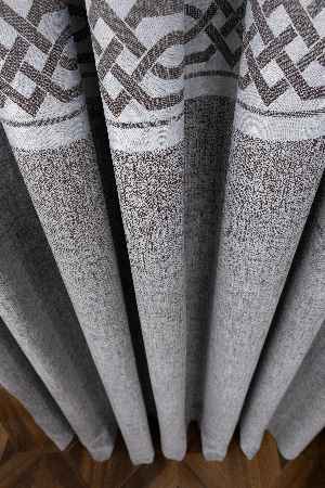 Gri Desenli Pano Fon Perde