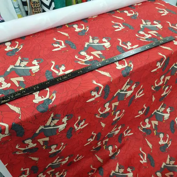Dans Desenli Fon Perde Evm704 Kumaşı Kalındır Duck Bezi Değildir- Siyah-Kırmızı