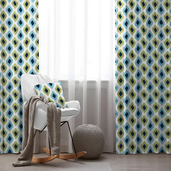 Genç Odası - Damla Fon Perde Evim1503-4 Kumaşı Kalındır Duck Bezi Değildir- Mavi-beyaz