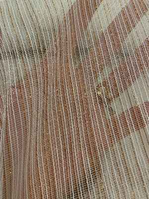 Arzenen Işıkta Doğal Parlama-ışıltı Efektli, Bakır Şerit Detaylı Tül Perde- Ekru - Kurşunlu Tül