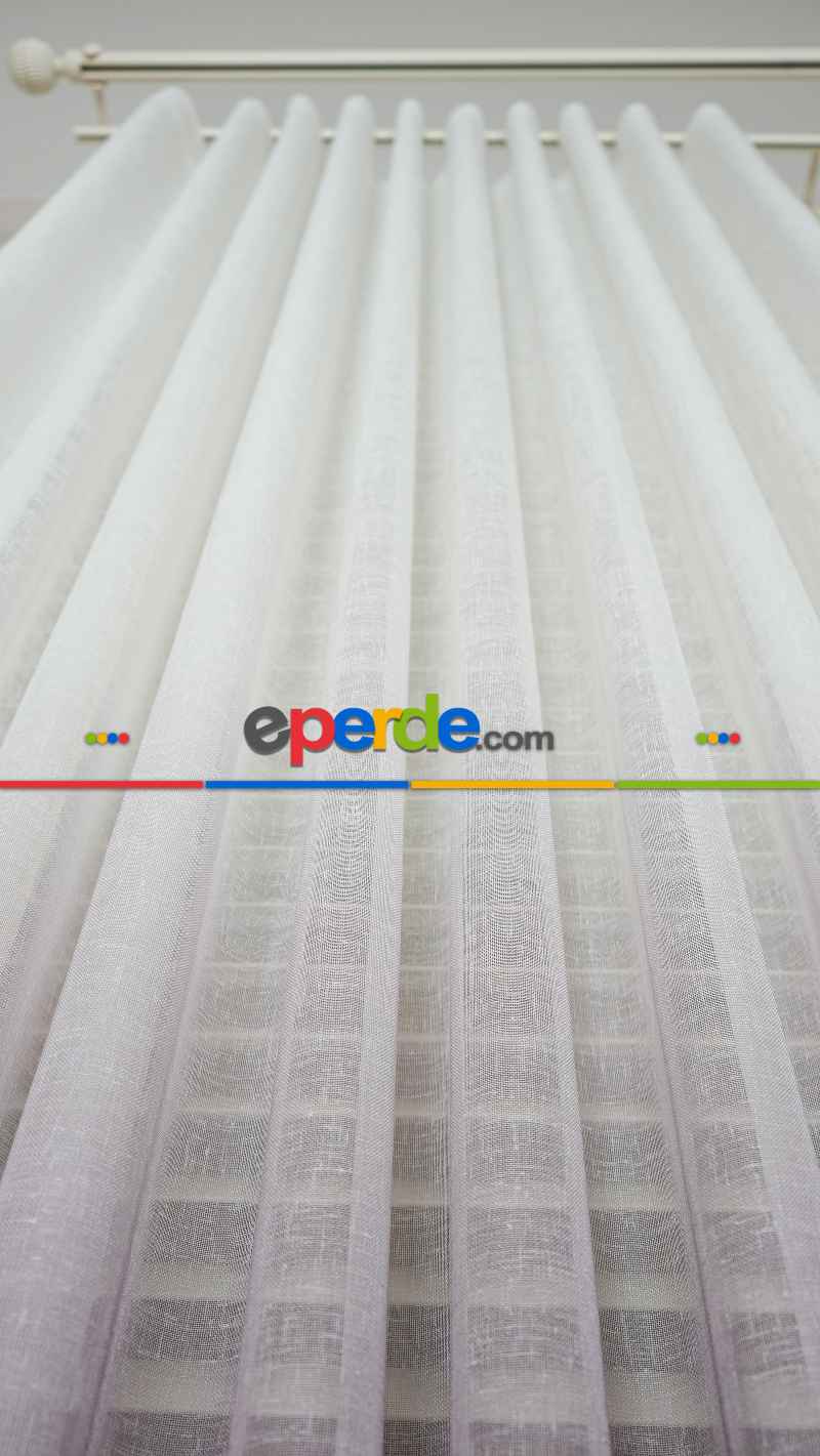 Keten Ekru Mor Degrade Geçişli Tül Perde, Ağır Gramajlı Premium Seri, Eteği Kurşunlu