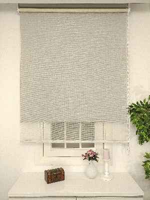 Çiftli Sistem Tül Stor Beyaz Krem Cizgili Tül- Beyaz-krem