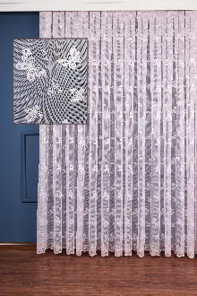 Kelebek Desenli Örme Tül Perde