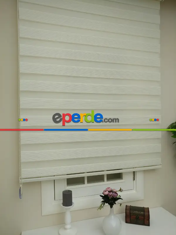 Salon Zebra Perde - % İndirimmm Krem Renk Plise Zebra Perde (kalın Zeminli) 1. Kalite- Krem Açık