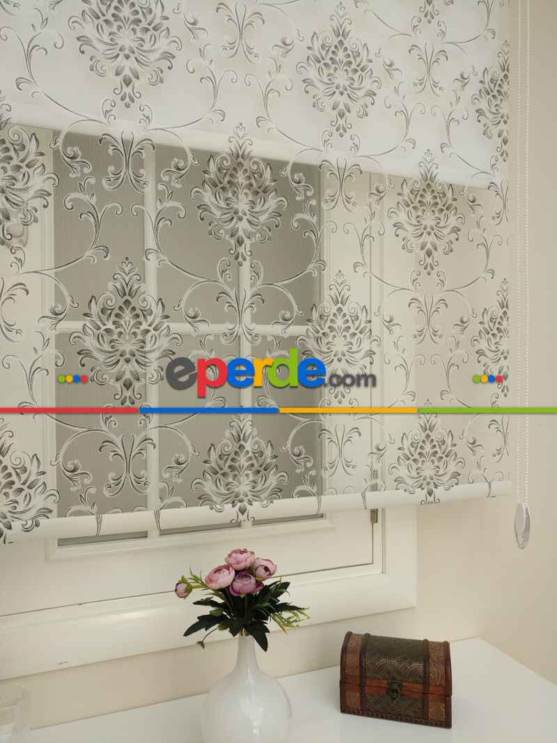 Yakma Tül Stor - Çiftli Sistem Desenli Perde (burn Out)- Antrasit