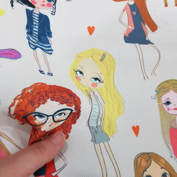 Popart Kız Desenli Fon Perde Evm1061 Kumaşı Kalındır Duck Bezi Değildir- Siyah-Beyaz-Pembe